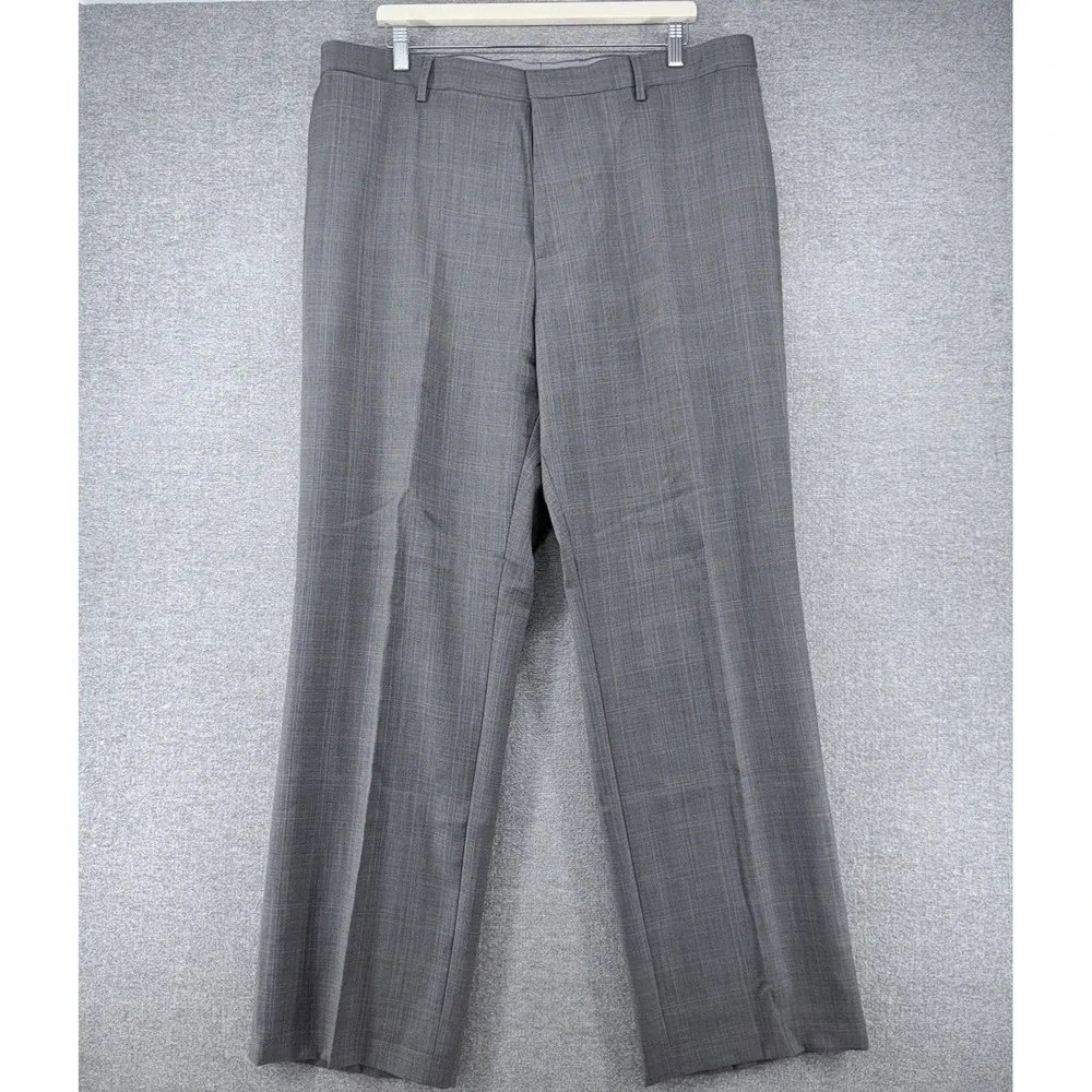 Banana Republic Classic Fit Wool Dress Pants Men Size 38/32 Gray Plaid Business
